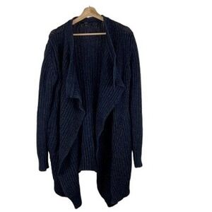 Diesel Black Wool   Chunky- Knit  Open Front  Oversized Cardigan With Pockets Sm